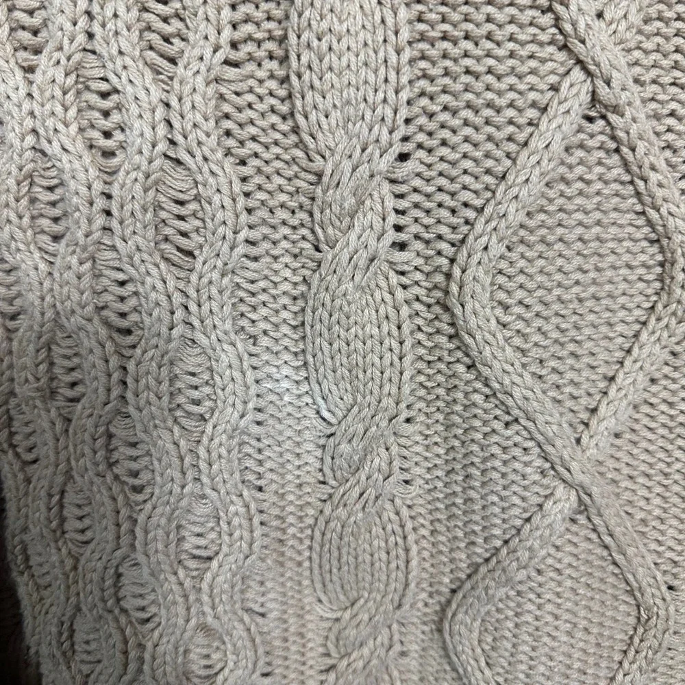 Free People Cable Knit Sweater Tan Oversized Long Sleeve Women's Size M cozy - Picture 4 of 7